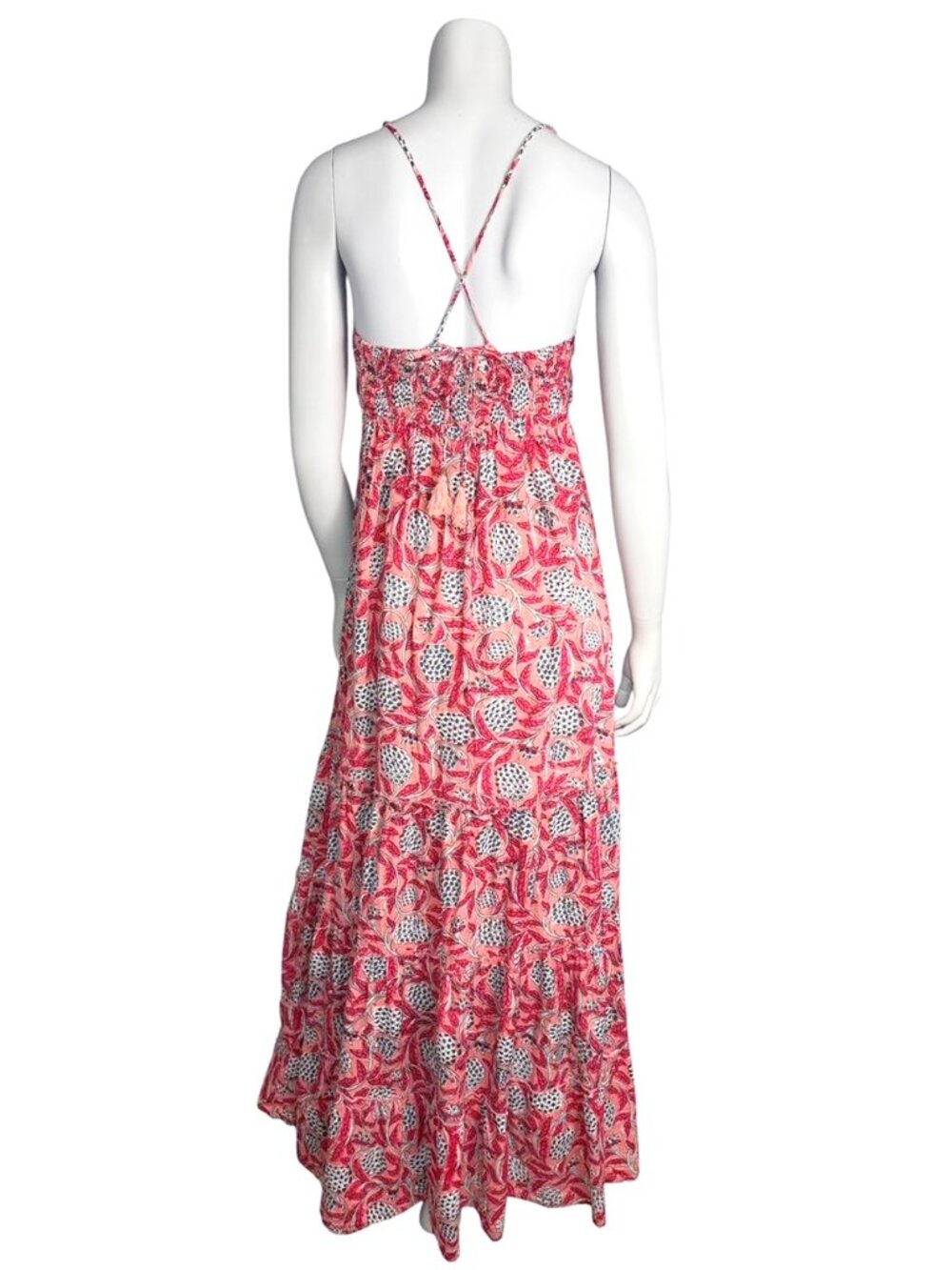 PERRY WALKER COLLECTIVE Annie Block Print Botanical Palm Beach Maxi Sundress - Picture 4 of 9